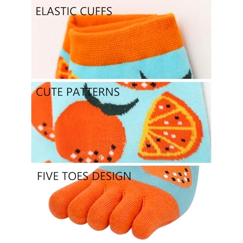 Women's Funny Toe Socks - Five Finger Low Cut Cartoon Toe Separated Cotton Running Ankle Socks4