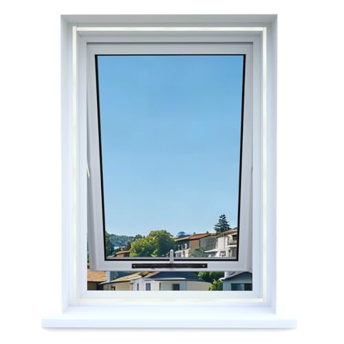 Apalus NOVITA Zanzariera per Finestre 110x130CM con Zip per Accesso All'Esterno, Adatta per Finestra a Battente, con Taparelle o Persiane, Finestre a Bilico o Lucernari, Nero, 1 Pezzo