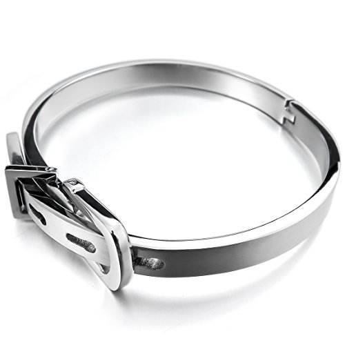 Inblue Women's Stainless Steel Bracelet Bangle Cuff Silver Tone Belt Buckle #TOP1