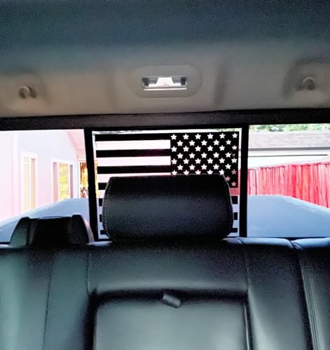 Image of Xinghe for Chevy Colorado GMC Canyon 2015-2026 Rear Middle Window American Flag Decal, Matte Silver USA Flag Sticker for Truck Back Sliding Glass Window