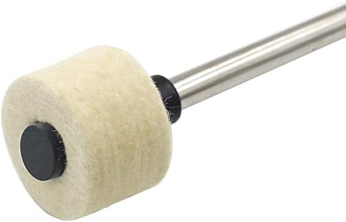 Jiayouy 2 Pieces Stainless Steel Bass Drum Mallet Sticks Wool Felt Percussion Sticks Drum Sticks Mallets Instrument Band Accessories (Black) #TOP2