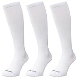 FOOTLOOSE Knee High Compression Socks for Men and Women 3 Pack L/XL white