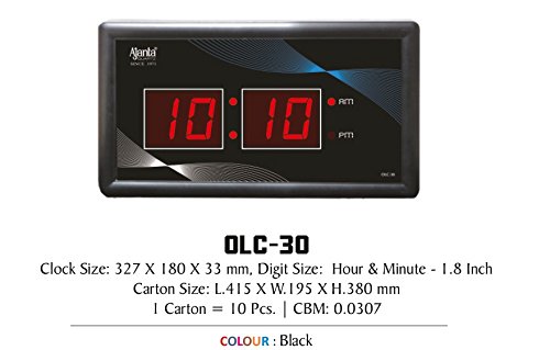 Ajanta Quartz Plastic Rectangular Glass Digital Wall Clock (Black, 33 x 16 x 3 cm) 1