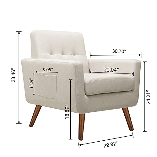Gia Home Furniture Series Mid-Century Living Room Arm Chair,Beige Linen Fabric, 1 Pack #TOP2