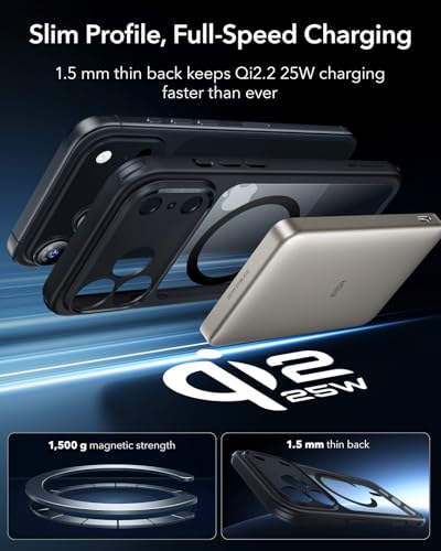 Image of ESR for iPhone 17 Pro Max Case, Camera Control Cover, Compatible with MagSafe, Shockproof Military-Grade Protection, Magnetic Phone Case for iPhone 17 Pro Max, Classic Hybrid Case, Clear Black