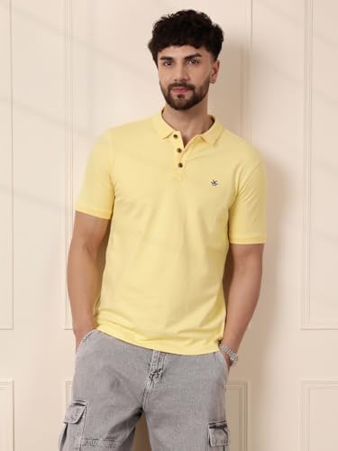 Image of WROGN Men's Pure Cotton Pique Stretch T-Shirt | Slim Fit