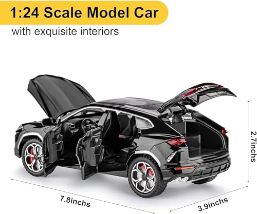 Image of Toy Cars for Boys Lambo Urus Car Toys for 3 4 5 6 7 8 Year Old Boy Metal Cars for Kids Diecast Model Cars with Light and Sound Birthday Gifts (Black)