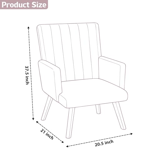 Image of Rosebell Modern Accent Chair for Living Room | Single Seater Chair with Armrests & Metal Legs | Comfortable Lounge Chair for Bedroom, Reading & Office | Rose Pink