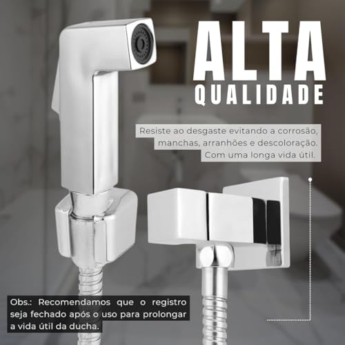 Ducha Higienica Chuveirinho Banheiro Quadrada Luxo Metal (Cromado)