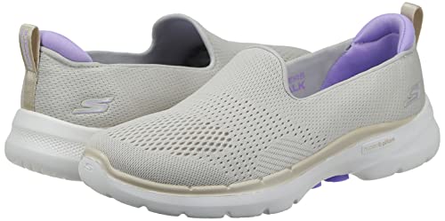 Skechers,WOMEN'S,GO WALK 6,SLIP ON,TAUPE LAVENDER,37.5 EU