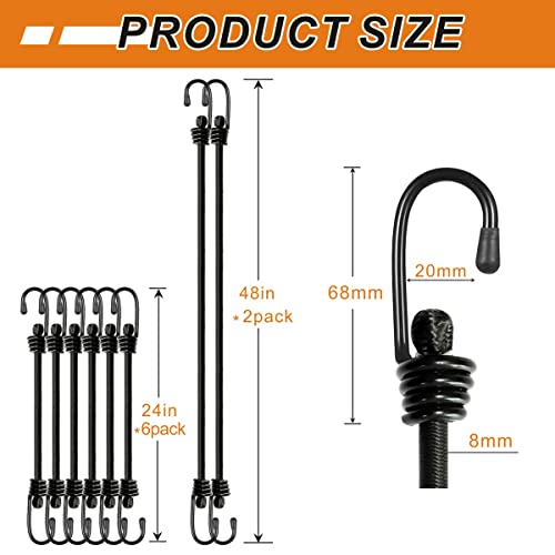 image for BEXSLE Bungee Cords with Hooks, Heavy Duty Outdoor Elastic Bungee Stra