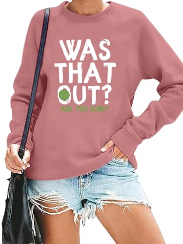 HAJIEXY Womens Pickleball Sweatshirt - Long Sleeve Graphic Pink XL