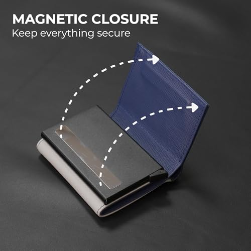 Leather Pop Up Wallet For Men, Push Up Cards Holder Wallet RFID Blocking For Men, Genuine Leather Trifold Smart Wallet Cash Slots With Gift Box3