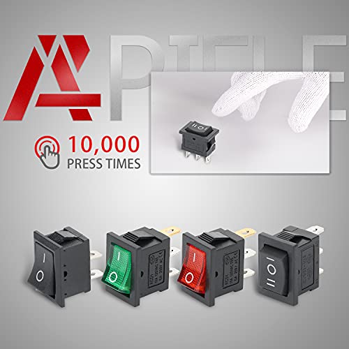 APIELE 6 Stücke Kippschalter,3 Position EIN-Aus mit SPDT 3 Pins Wippschalter,250V 6A Taste Rocker Kippschalter Für Häuser, Industrie,DIY KCD1-2-103 (EIN-Aus-EIN Schwarz)