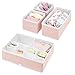 mDesign Juego de 4 Cajas organizadoras para Cuarto Infantil – Elegantes cestas de Tela de Diferentes tamaños – Organizadores para armarios de Fibra sintética Transpirable – Rosa Claro/Blanco