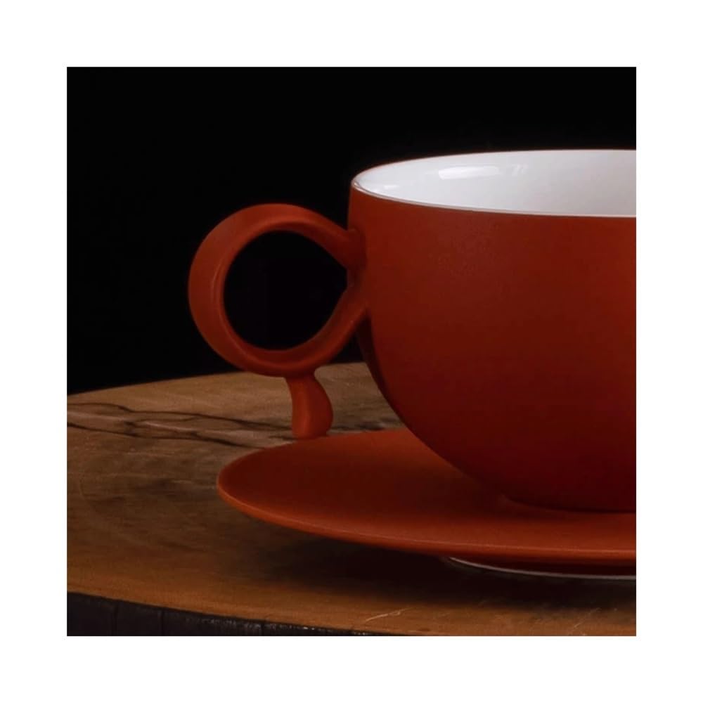 Kubki Czerwony ceramiczny kubek do kawy 9,4 uncji, herbaty i gorącej czekolady domu do Latte, Gorącej Herbaty, Mleka(Brown)