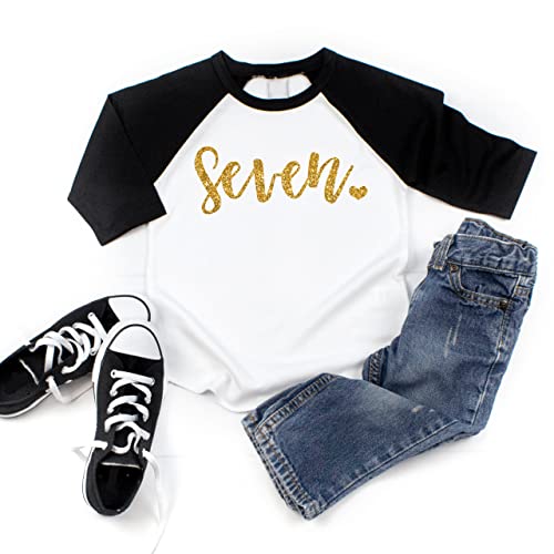 Image of Bump and Beyond Designs Girl Seventh Birthday Outfit 7th Birthday Raglan Shirt