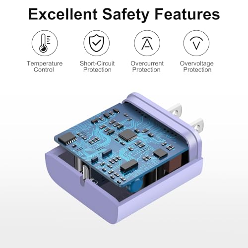 Image of iPhone 17 16 15 Charger Fast Charging 6FT - 20W USB C Charger Block with 6FT Type C to C Cable Compatible with iPhone 17 /17 Pro /17 Pro Max /Air /16 /16e /15, iPad Pro, iPad Air (Purple)
