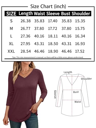 Automet Womens 3/4 Length Sleeve Tops V Neck Shirts Casual Basic Trendy Tee Business Work Blouses Tunic Top Fall Fashion Clothes Outfits 2024 Darkblue Large thumb #5