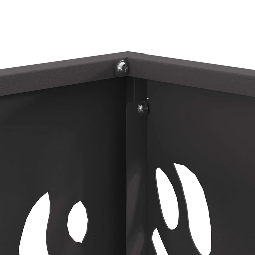Brasero cuadrado negro 40 x 40 x 40 cm de acero, parrilla exterior para balcón, terraza, cesta de fuego resistente al calor con 600 ℃ para calor y atmósfera