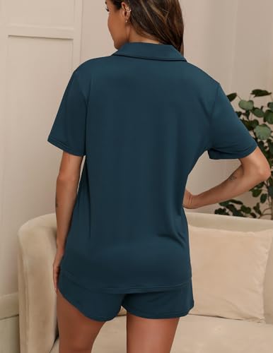 Image of ZMJ Pajamas for Women Set 2 Piece Pj Short Sets Bride Sleepwear Button Up