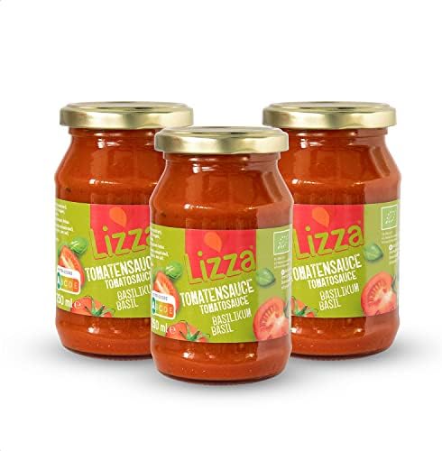 Lizza - Low Calorie Tomato Sauce - 102 kcal per Serving - 3X 250ml - No Added Sugar/Artificial Ingredients - Organic Pasta Sauce - Tomato & Basil Sauce for Pasta