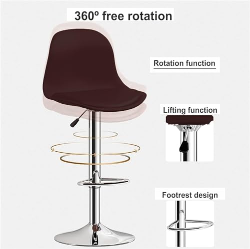 Image of REVOLVING Height Adjustable Swivel BAR Stool /Kitchen Chair Suitable for Kitchen, Cafeteria, Dining, Office,Shops (Set of 2) (Black)