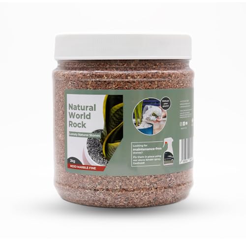Natural World Rock Plant Topper Stones - Beautiful Natural Stones | 2kg | 1-2mm Diameter | Home & Garden Plant Pots and Decorations (Rojo Fine)