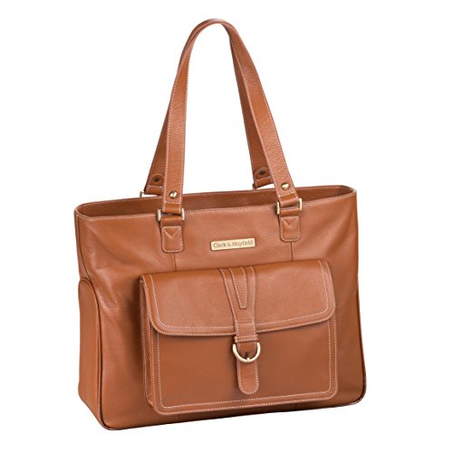 Clark & Mayfield Stafford Pro Leather Laptop Tote 17.3" (Camel)