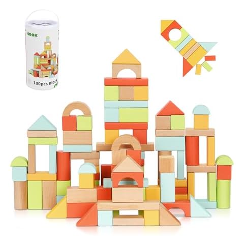OOOK 100pcs Wooden Building Blocks Set Cover