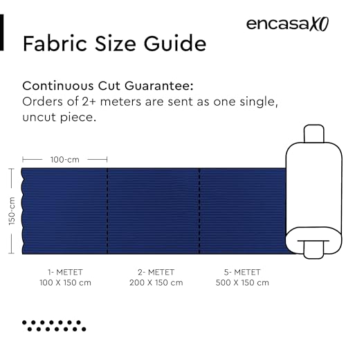 Image of Encasa XO Corduroy Fabric by the Meter, 59 inch Wide Premium 238 GSM Polyester Upholstery & Sewing Material, Soft Ribbed Navy Blue Fabric for Sofa /Cushion Covers, Trousers, Curtains & DIY Crafts