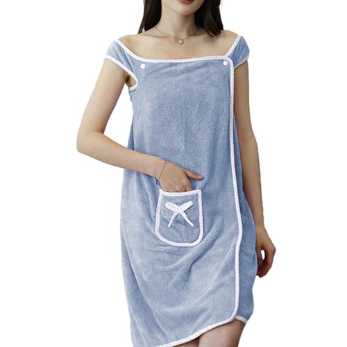 Albornoz para mujer – Modelo de microfibra portátil de secado rápido, suave y cómodo, vestido de sauna para mujer, toalla de sauna de tamaño ajustable, secador de ducha/albornoz portátil para y