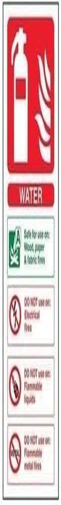 V Safety Water Id Fire Extinguisher Sign - 75mm x 200mm - Self Adhesive Vinyl
