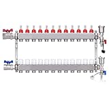 12 ciclos de bomba de calor | Distribuidor de ciclo de bomba de calor incluye válvulas de bola de 1' | Suelo radiante con ventilación manual, medidor de flujo de flujo | Conectores para Eurokonus 3/4