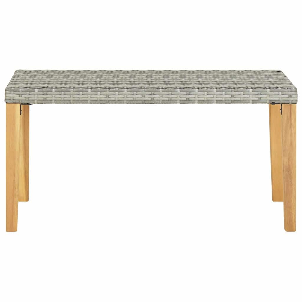 SYDE Banco de Jardín Ratán Sintético Madera Acacia Gris 120 cm | Resistente al Agua, Fácil Limpieza, Estable, Duradero, Montaje Sencillo, Uso Exterior