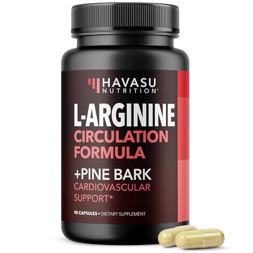 Image of L-Arginine 1800mg and Pine Bark Extract 100mg - Nitric Oxide Supplement for Men - Performance Supplement for Men's Health - 90 Count - Endurance, Recovery Support - Vegan, Non-GMO Capsules