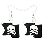 Pirate Flag Earrings Hypoallergenic Silver Plated Fishhooks Yazzle Dazzle Original Artwork Skull Crossbones Treasure Jolly Roger