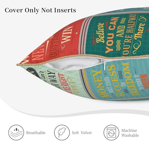 Housse de coussin en velours de qualité supérieure avec dicton