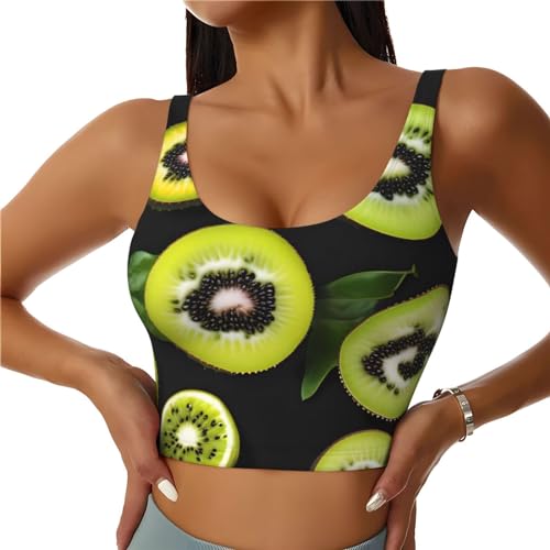 Gilet de sport sans manches pour femme imprimé kiwi vert HYTTER