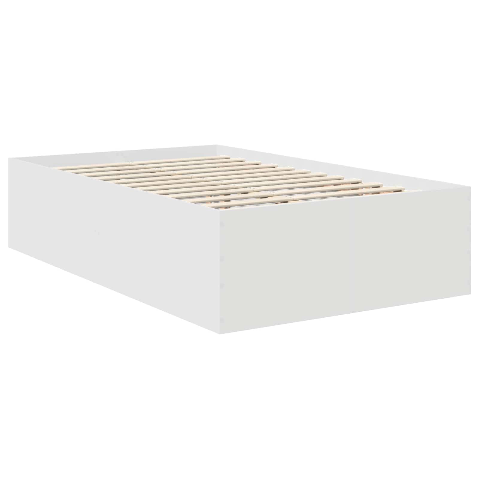 Estructura de Cama 135 x 190 cm de Madera de ingeniería con cabecero, somier de láminas Fijo, Base Resistente para colchón, Montaje en hogar y Dormitorio, y Descanso