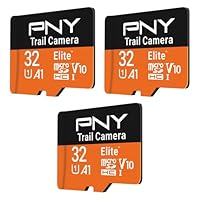PNY 32GB Elite Class 10 U1 V10 A1 microSDHC Trail Camera Flash Memory Card – Read Up to 100MB/s, UHS-I, HD Photo &amp; Video, Outdoor Camera, Tactile Use, Wildlife Enthusiasts, 3-Pack