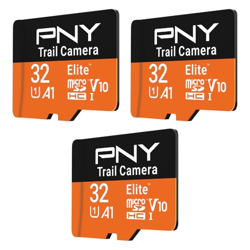 PNY Elite Lot de 3 Cartes mémoire microSDHC Classe 10 U1 V10 A1 pour Appareil Photo Trail Camera - Lecture jusqu'à 100 Mo/s, UHS-I, Photo et vidéo HD,...