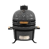 VESSILS 12.6-in W Kamado Charcoal BBQ Grill – Heavy Duty Ceramic Barbecue Smoker and Roaster with Bu