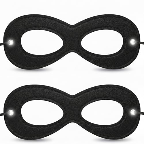 TideTaho Adjustable Black Superhero Eye Masks – Family Costume Play, Halloween Dress-Up, Multi-Role & Party Masks (2 PCS)