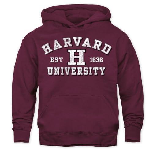 Barnesmith Harvard University Crimson Youth Unisex Hooded Sweatshirt, Vintage, Maroon, Medium