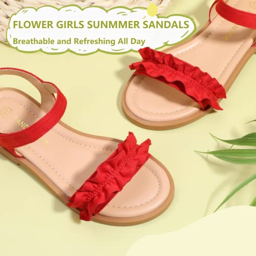 Image of PANDANINJIA Girls Sandals, Open Toe Cute Bow Princess Girls Flats, Sparkly Summer Dress Shoes Sandals for Toddler /Little Kid /Big Kid