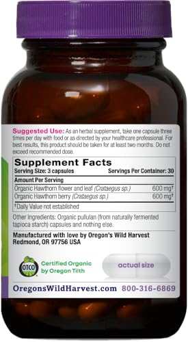 Oregon'S Wild Harvest 0706195004204 Certified Organic Hawthorn Capsules thumb #2