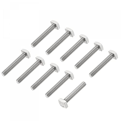 Image of uxcell Square Head Bolt, 10pcs M5x25mm Fully Thread 304 Stainless Steel Grade C Square Machine Screws