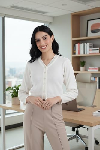 Image of Women Winter Wear V-Neck Full Sleeves Regular Fit Woollen Blouse