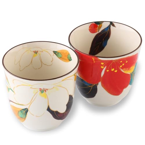 Japanese Tea Cups Set of 2 6.8 oz Matcha Cups Mino Ware